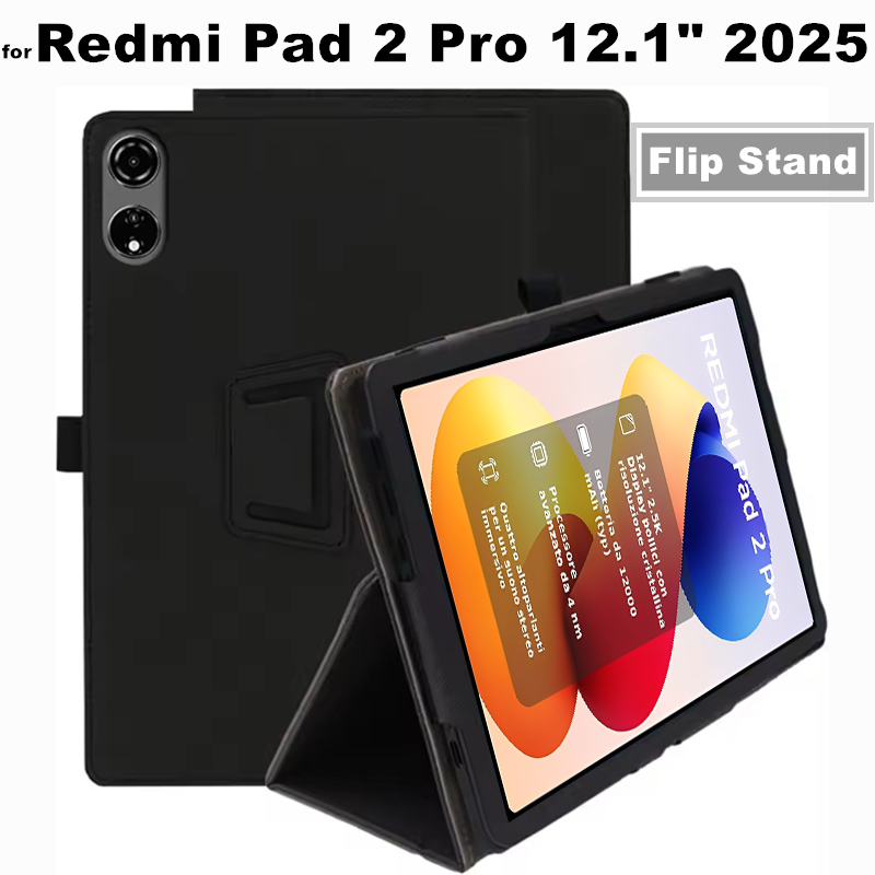 PU Leather Flip Book Funda for Xiaomi Redmi Pad 2 Pro Case 12.1 Inch Tablet PC Cover with Hand Strap