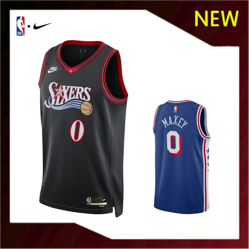 เสื้อทีม Philadelphia 76ers หมายเลข 0# ของ Tyrese Maxey ฤดูกาล 2025/26 ใหม่
