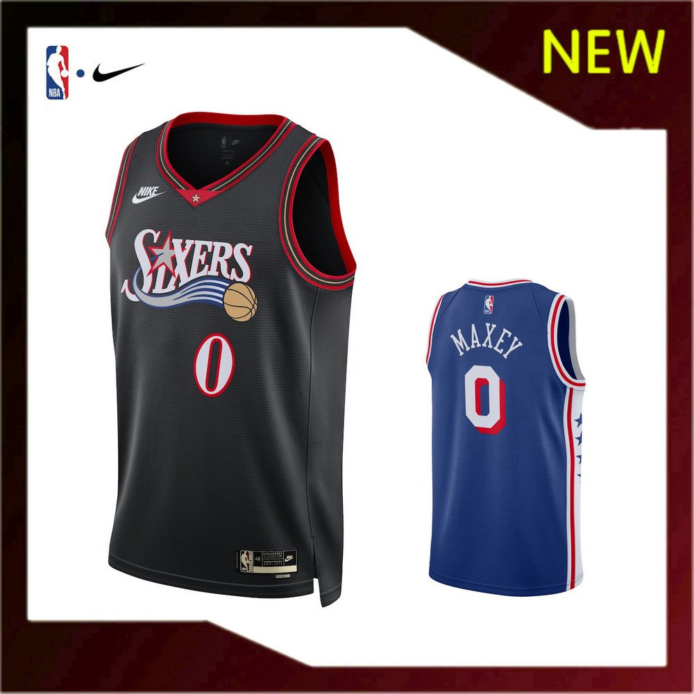 เสื้อบาสเก็ตบอลใหม่ Piladelphia 76ers 0 Tyrese Maxey Jersey Custom DIY