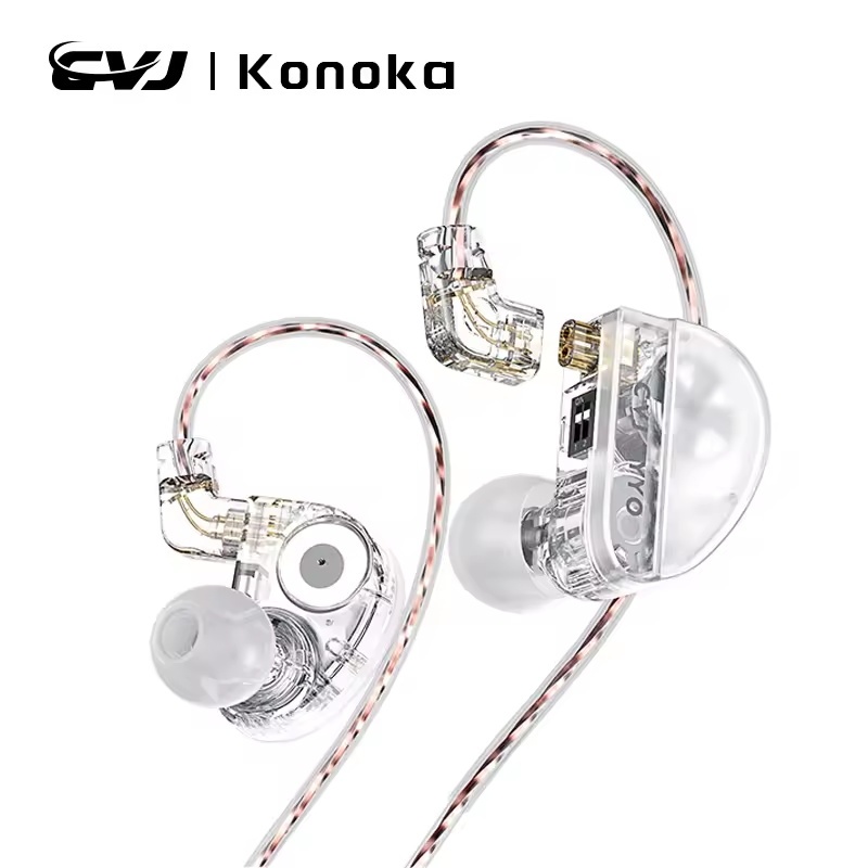 CVJ Konoka หูฟังชนิดใส่ในหูพร้อม 3D Hifi Triple Hybrid (1DD + 1BA + 1Vibration Driver) Wired DJ Moni
