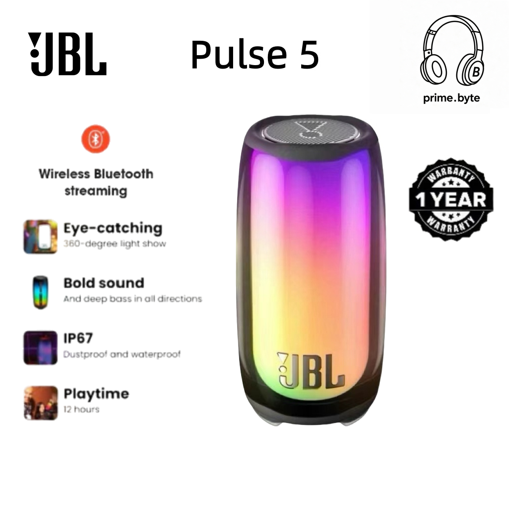 JBL Pulse 5: IPX7 ลําโพงบลูทูธกันน้ํา 360° ไฟแสดงเสียงเบสที่หนักแน่นและเวลาเล่น 12 ชั่วโมง