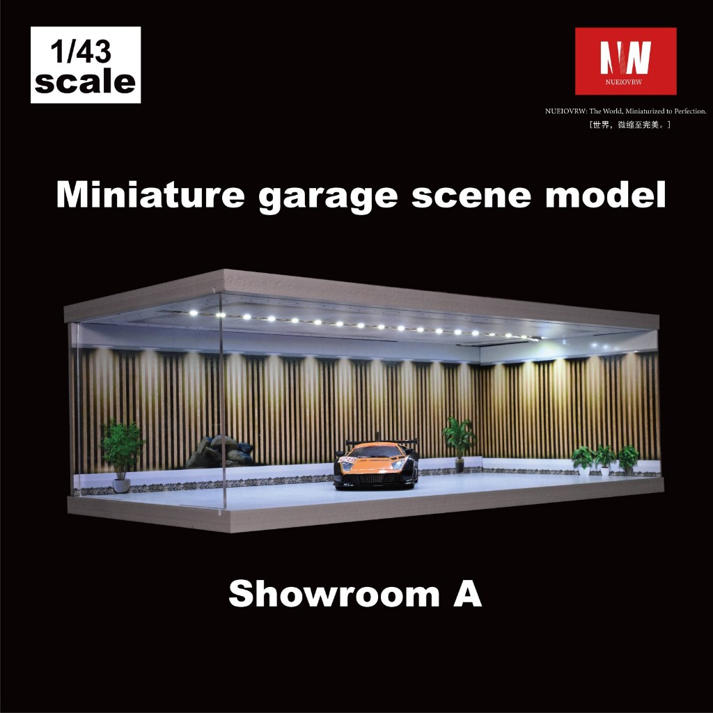 Diorama 1/64 1/43 รถโรงรถ Showroom รุ่น 3 สีหรี่แสงได้ LED แสงสว่างรถที่จอดรถ Lot รุ่น Diecast รถฉากแสดงกรณีคอลเลกชันของขวัญ