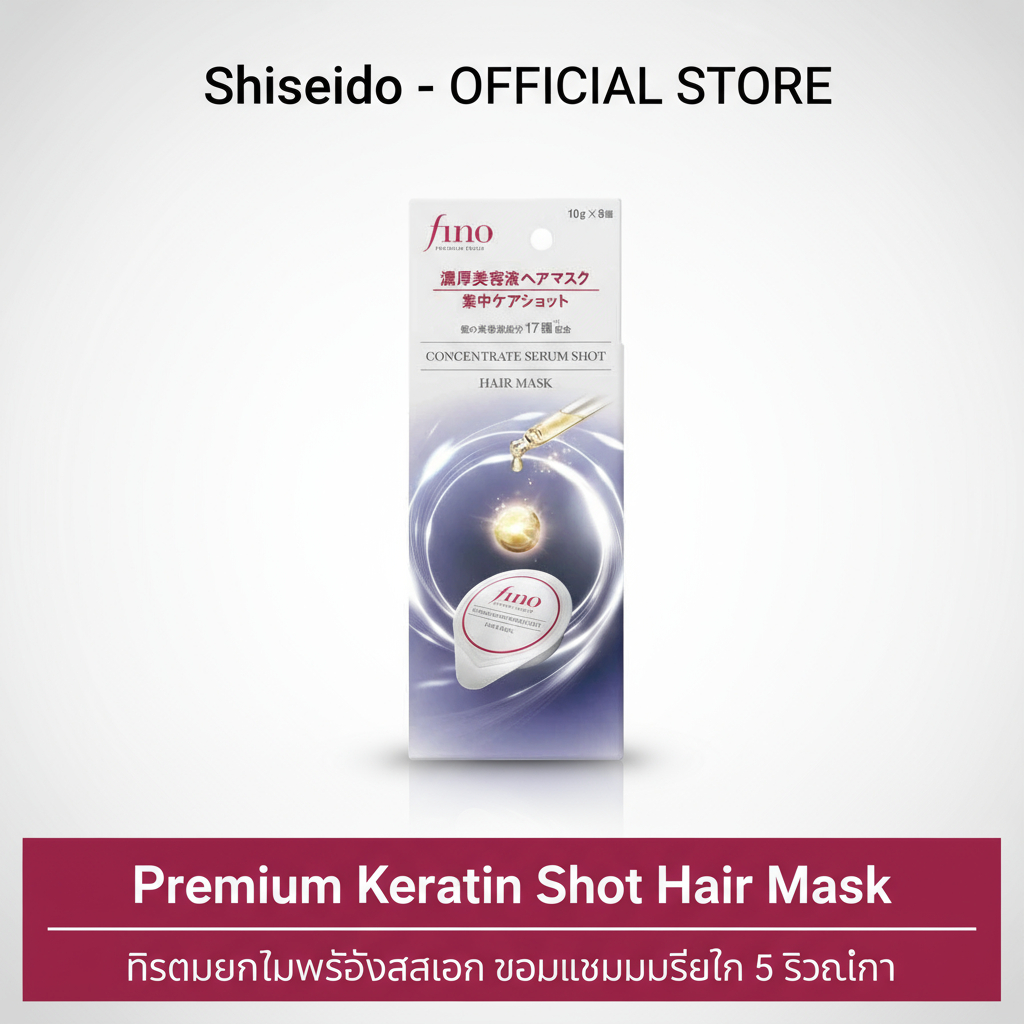 Shiseido Fino hair Mask บรรจุเซรั่มบํารุงผมเข้มข้น (8 ชิ้น) ทรีตเมนต์ผมระดับซาลอน ซ่อมแซมผมเสียใน 5 วินาที