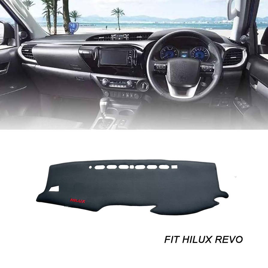 เหมาะสำหรับ HILUX REVO 2016-2025 วัสดุหนังไมโครไฟเบอร์ แผ่นรองพื้นแผงหน้าปัดป้องกันแสงแดดและแผ่นฉนวนกันความร้อนเพื่อปกป้องคอนโซลกลางจากการเสื่อมสภาพและแตกร้าว
