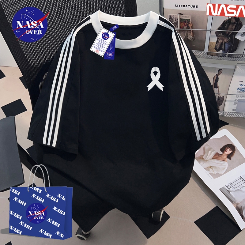 【พร้อมส่ง】🔥NASA เสื้อไว้อาลัย 🖤 หลวม ผ้าฝ้ายแท้ ยูนิเซ็กส์ ฤดูร้อน ริบบิ้น 🎀 ลาย
