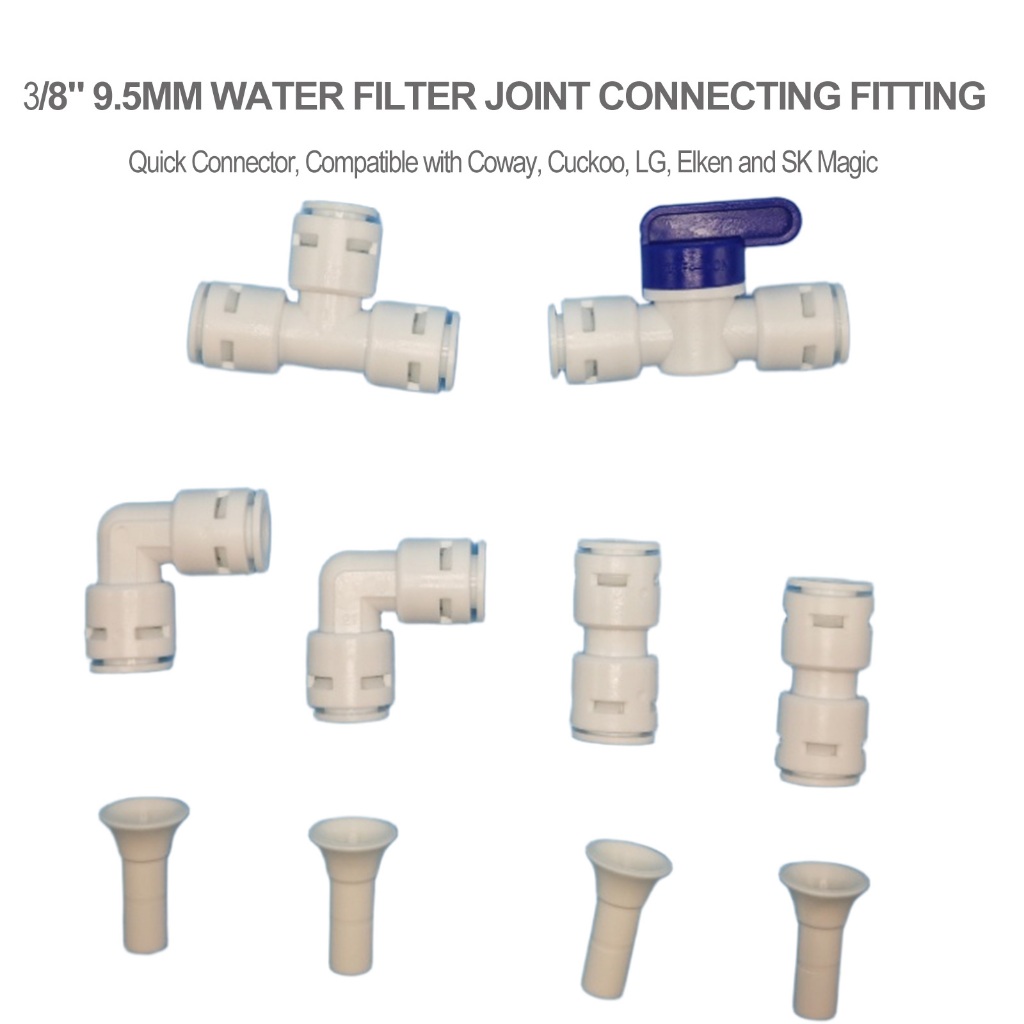 3/8 นิ้วเครื่องกรองน้ํา RO ชุดอุปกรณ์เชื่อมต่ออย่างรวดเร็ว - ข้อศอก POM, ตรง, Tee, Y, บอลวาล์วสําหรั