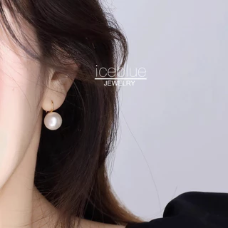 iceblue-ต่างหูตะขอลูกมุกห้อย ทำจากเงิน S925 ดีไซน์สง่างาม ไม่ก่อภูมิแพ้ กันน้ำ กันเหงื่อ ไม่ซีดสี สำหรับสุภาพสตรี E39