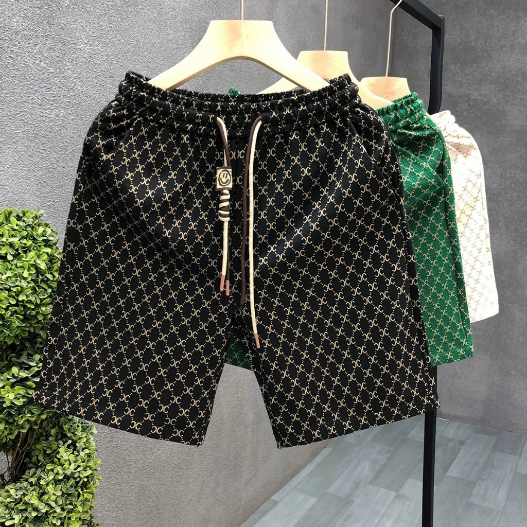 M-3XL กางเกงขาสั้นผู้ชาย ไซส์ใหญ่ ลําลอง ทรงหลวม ผ้าไหมน้ําแข็งมีน้ําหนักเบาและระบายอากาศได้ดี ขาวแฟชั่นชาย