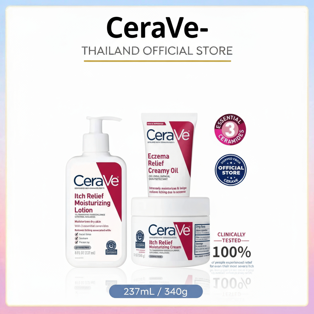 CeraVe Itch Relief Moisturizing Lotion/ครีม/Eczema/Relief Creamy Oil Lotion สําหรับผิวแพ้ง่ายสําหรับผิวแห้ง