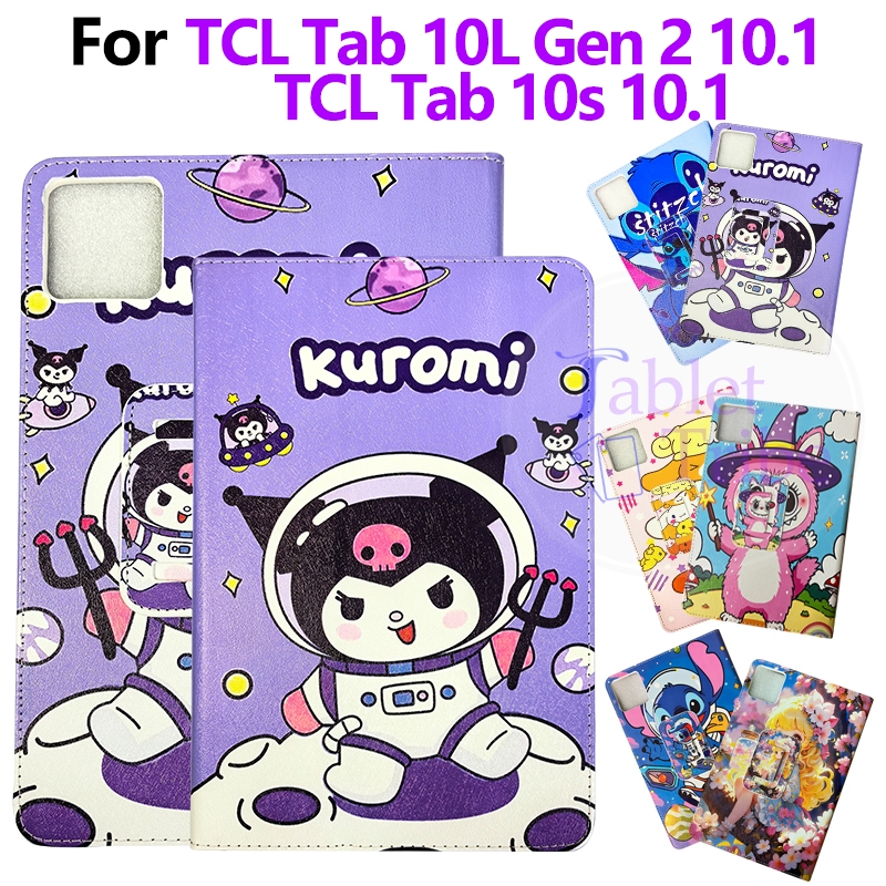 ซองหนังพนังสําหรับ TCL Tab 10L Gen2 10.1 ฝาครอบการ์ตูนทาสีหนัง PU TCL Tab 10L Gen 2 10.1 นิ้ว TCL Tab 10 S ฝาครอบขาตั้งกรณีผู้ถือ Shell