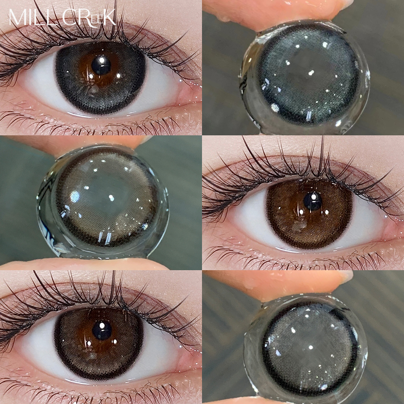 Mill Creek องศา คอนแทคเลนส์สี สีดํา น้ําตาล น้ําเงิน ปริมาณความชื้นสูงในน้ํา สวมใส่ 1 ปี