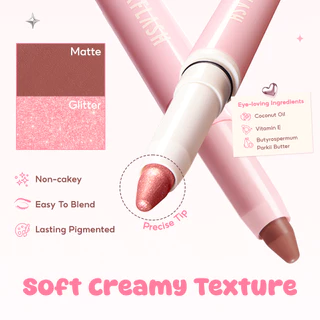 Pinkflash Flash-To-Go Duo Eyeshadow Stick Matte&Shimmer High Pigmented Blendable Smooth อเนกประสงค์ Transfer-proof Lasting