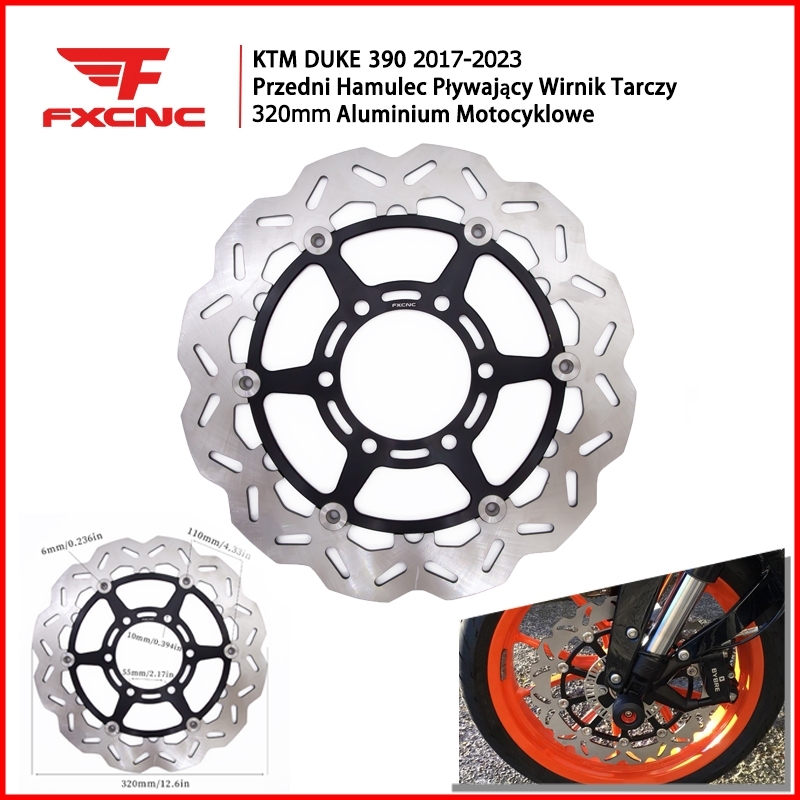 FXCNC 320 มม.สําหรับ KTM Duke390 RC390 2017-2023 CNC รถจักรยานยนต์ลอยดิสก์เบรกหน้าโรเตอร์อุปกรณ์เสริม
