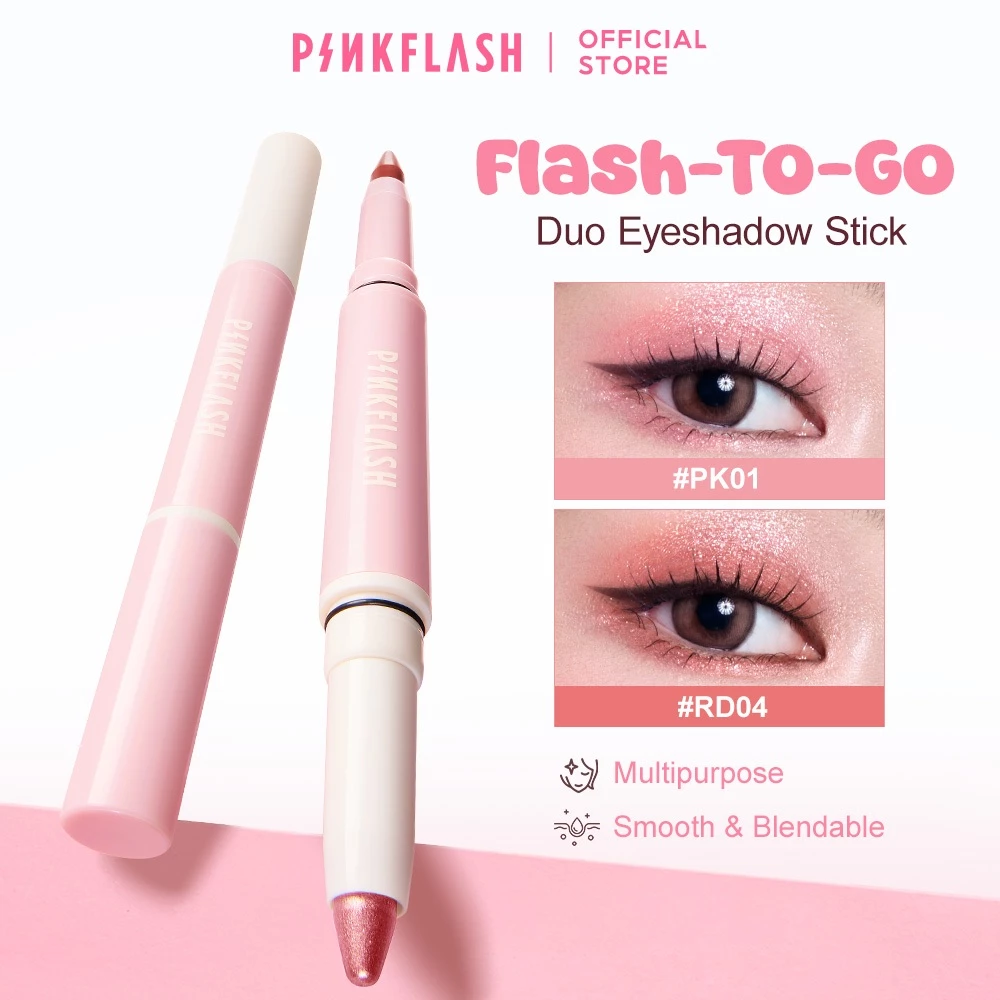 Pinkflash Flash-To-Go Duo Eyeshadow Stick Matte&Shimmer High Pigmented Blendable Smooth อเนกประสงค์ Transfer-proof Lasting