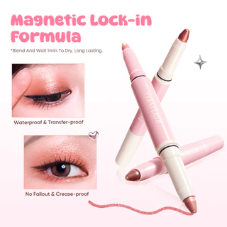 Pinkflash Flash-To-Go Duo Eyeshadow Stick Matte&Shimmer High Pigmented Blendable Smooth อเนกประสงค์ Transfer-proof Lasting
