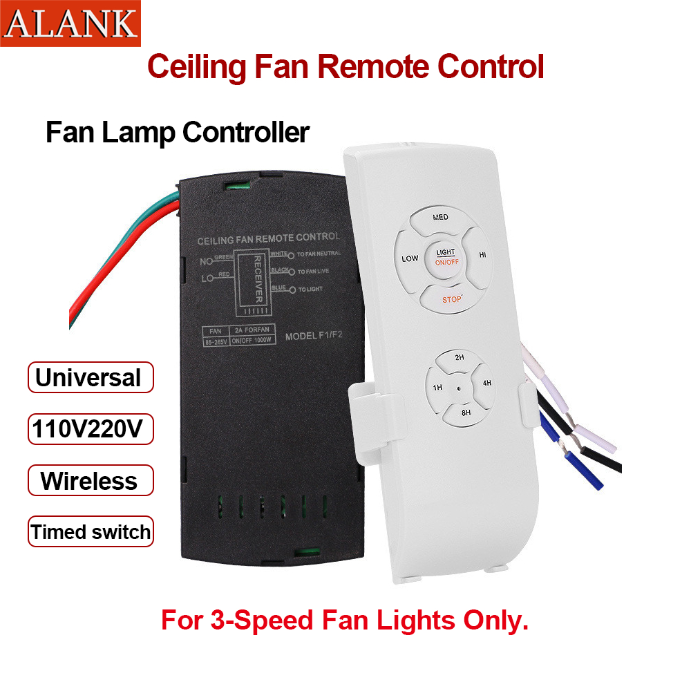 ALANK รีโมทพัดลมติดเพดานแบบรวมไฟ (Universal) - ควบคุม 3 ระดับความเร็ว ตั้งเวลาปิด-เปิดได้ ใช้ไฟ 110V/220V