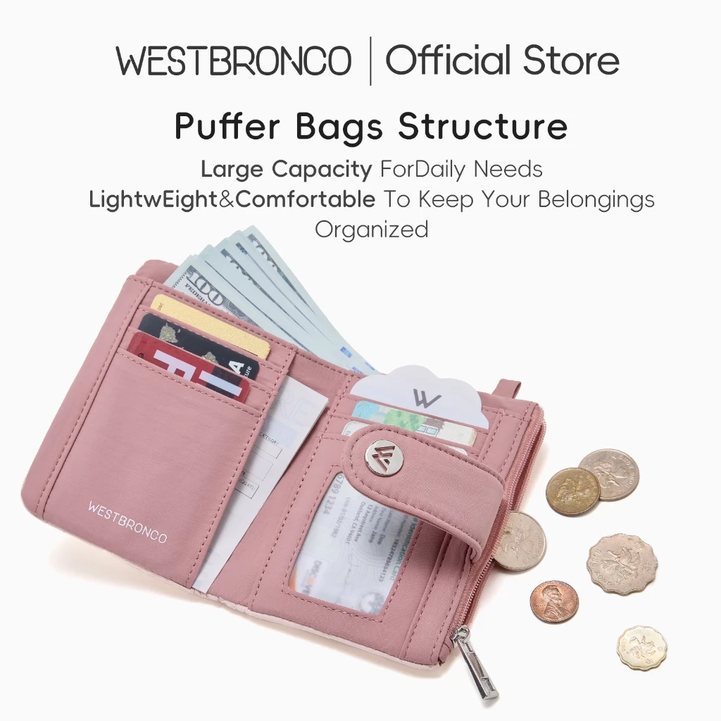 WESTBRONCO Sandwich กระเป๋าสตางค์ไนลอนกันน้ำ มีช่องเก็บ พร้อมที่ห้อยกุญแจ thumbnail 5