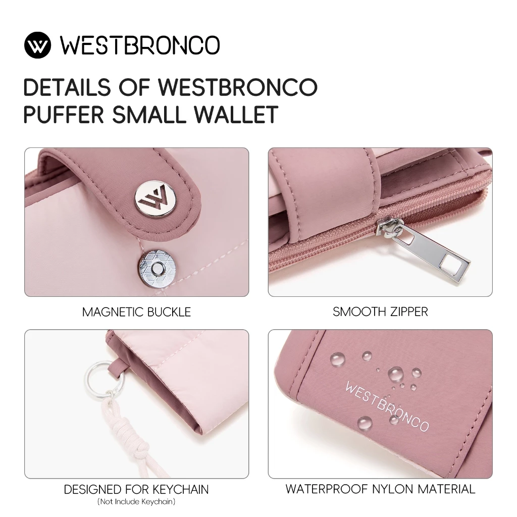 WESTBRONCO Sandwich กระเป๋าสตางค์ไนลอนกันน้ำ มีช่องเก็บ พร้อมที่ห้อยกุญแจ thumbnail 6