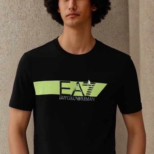 EMPORIO ARMANI/ARMANI Men EA7 Eagle Label พิมพ์เสื้อยืดแขนสั้นผู้ชาย