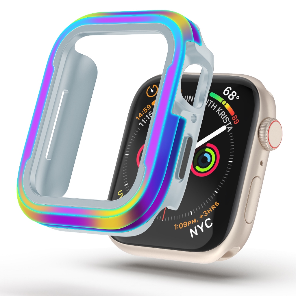 กรณีโลหะครึ่งเฟรมป้องกันหน้าจออลูมิเนียมเชลล์สำหรับ iWatch Series 11/10/9/8/7/6/5/4 / SE Ultra 2 49mm 46mm 44mm 45mm 41mm 42mm 40mm