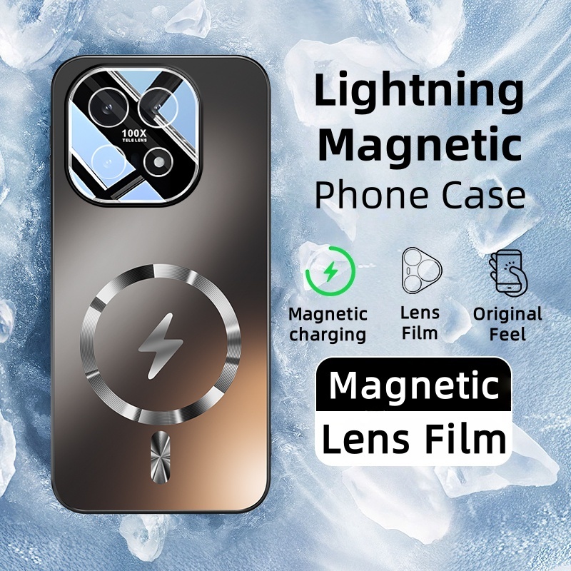 ปลอกสําหรับ vivo iQOO 15 iQOO15 iQ0015 เคสโทรศัพท์แม่เหล็กชาร์จไร้สายฟิล์มเลนส์ในตัว AG Frosted กันก