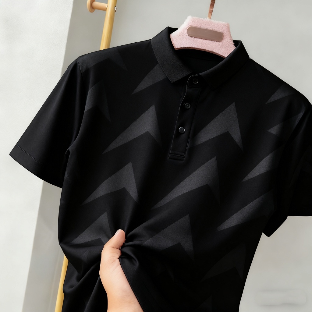 เสื้อโปโลผู้ชายสีดำแขนสั้น ออกแบบสำหรับทีมชาติไทย ระบายอากาศได้ดี เหมาะสำหรับโอกาสทางการและการแต่งตัวลำลอง