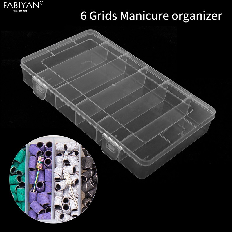 เครื่องมือทําเล็บออแกไนเซอร์ความจุขนาดใหญ่แบ่งชั้นโปร่งใสตารางกล่องเก็บที่ว่างเปล่า - รูปที่ 5