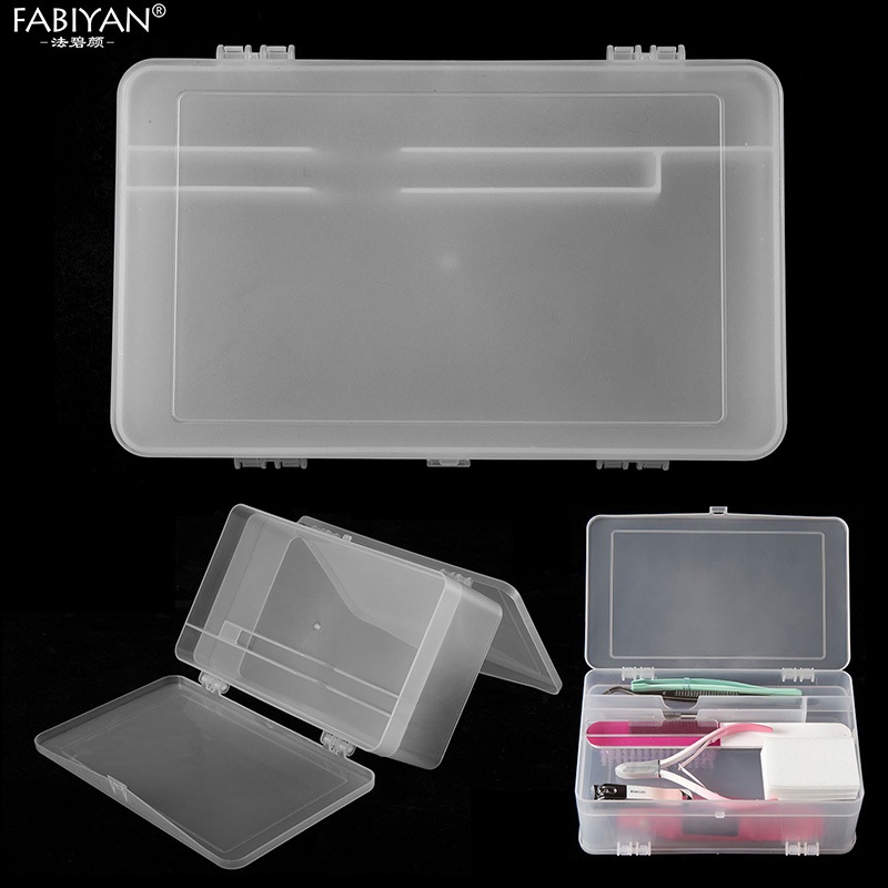 เครื่องมือทําเล็บออแกไนเซอร์ความจุขนาดใหญ่แบ่งชั้นโปร่งใสตารางกล่องเก็บที่ว่างเปล่า - รูปที่ 3