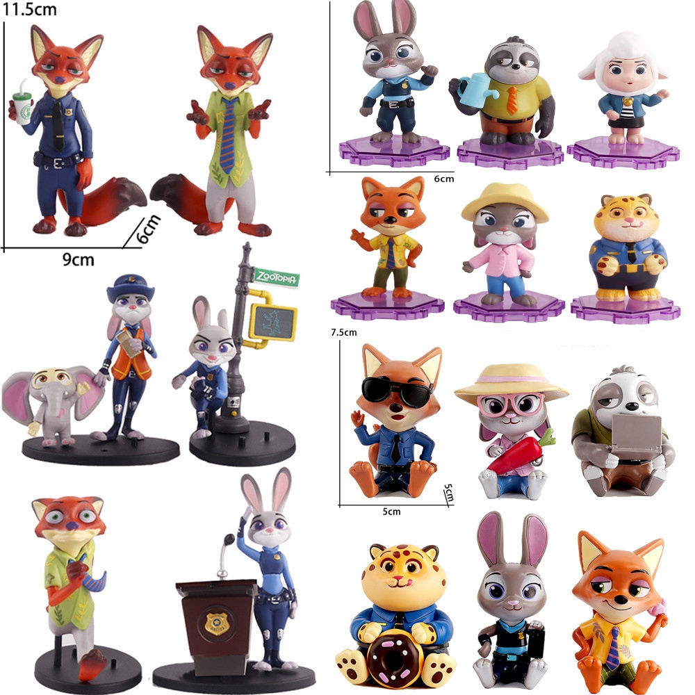 6 ชิ้น/เซ็ต Zootopia 2 ตัวเลขการกระทํา Judy กระต่าย Nick Fox ตุ๊กตารุ่นตุ๊กตาของเล่นเด็กของขวัญ