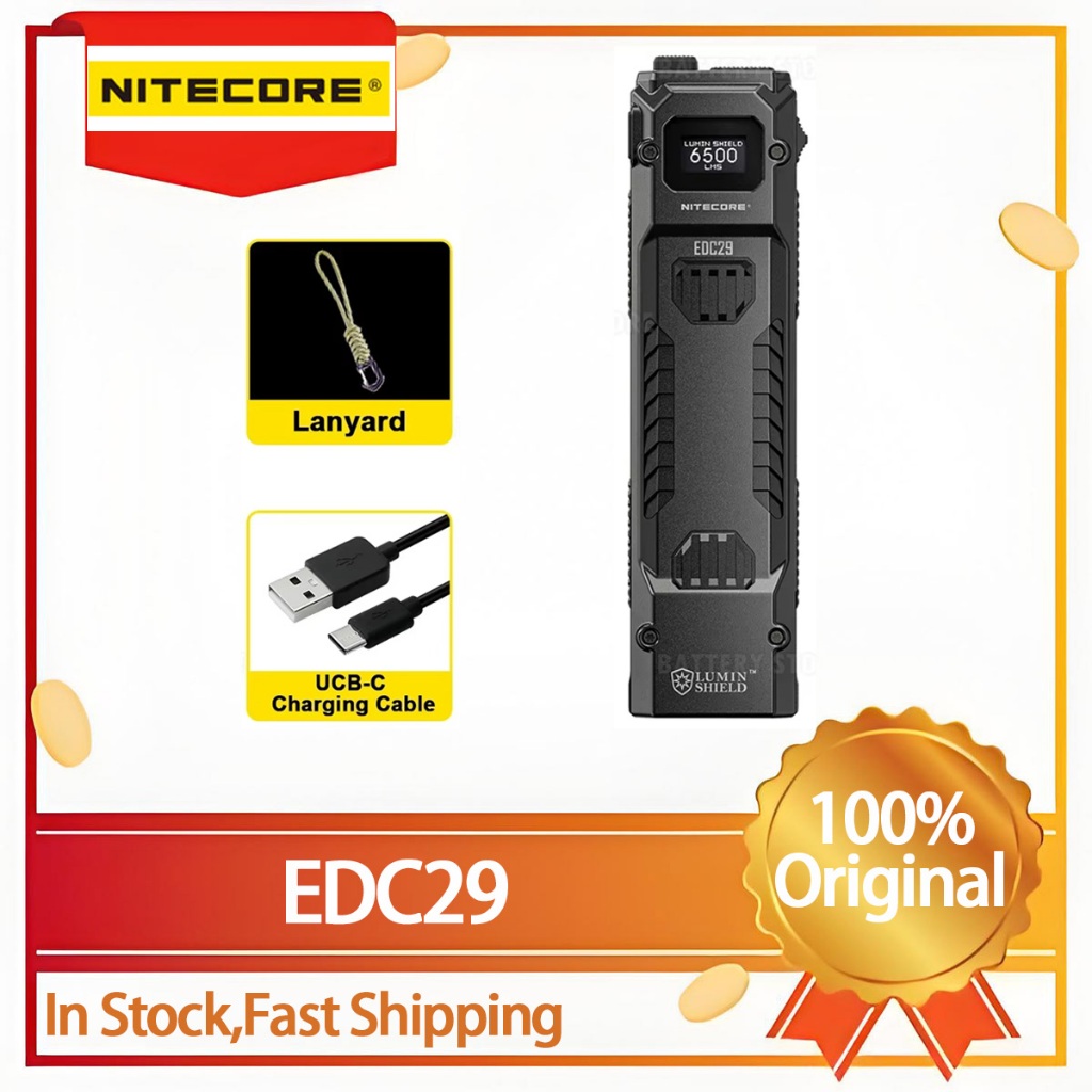 NITECORE edc29 ยุทธวิธีแสงที่แข็งแกร่งป้องกันตัวเองชาร์จไฟฉายมัลติฟังก์ชั่นขนาดเล็กกลางแจ้ง