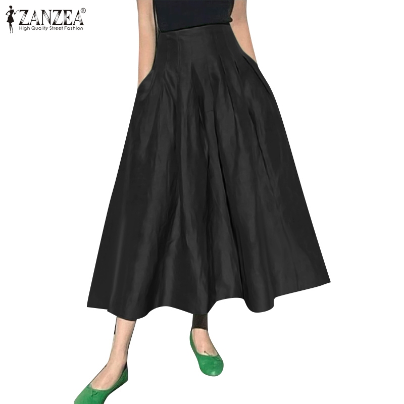 ZANZEA ใส่ ซานเซีย ผู้หญิงแฟชั่นเกาหลีสันทนาการเอวสูงจีบกับกระเป๋ากระโปรงครึ่ง