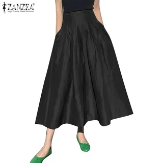 ZANZEA ใส่ ซานเซีย ผู้หญิงแฟชั่นเกาหลีสันทนาการเอวสูงจีบกับกระเป๋ากระโปรงครึ่ง