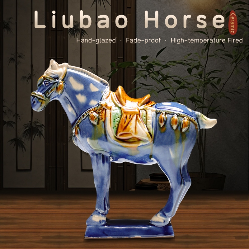 เซรามิกสี ม้าจีน ตกแต่งโต๊ะทำงาน | ม้าซีรามิกโชคลาภ งานฝีมือ | เซรามิกสีจีน