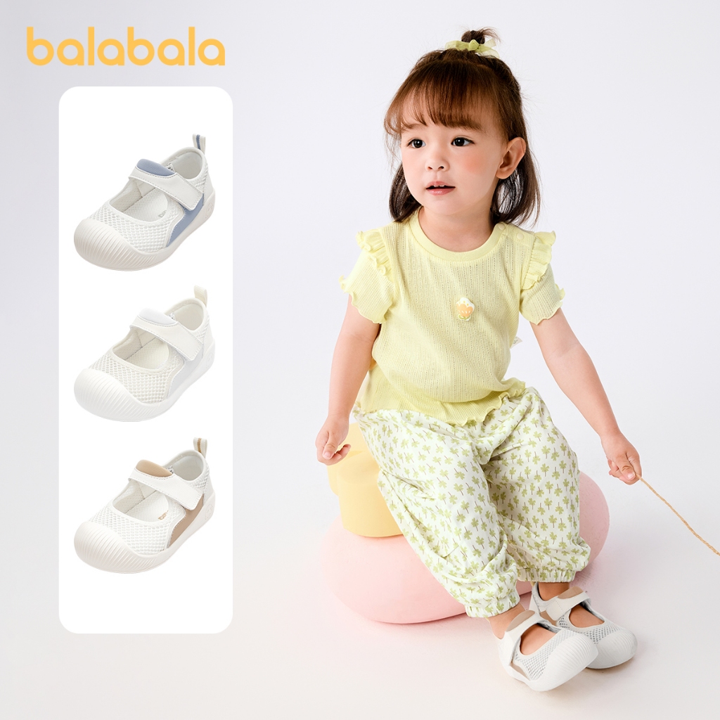 Balabala รองเท้าแตะหัดเดินเด็กผู้หญิง ผ้าตาข่ายระบายอากาศ กันลื่น นุ่มสบาย ใส่ง่าย สำหรับเด็กทารก