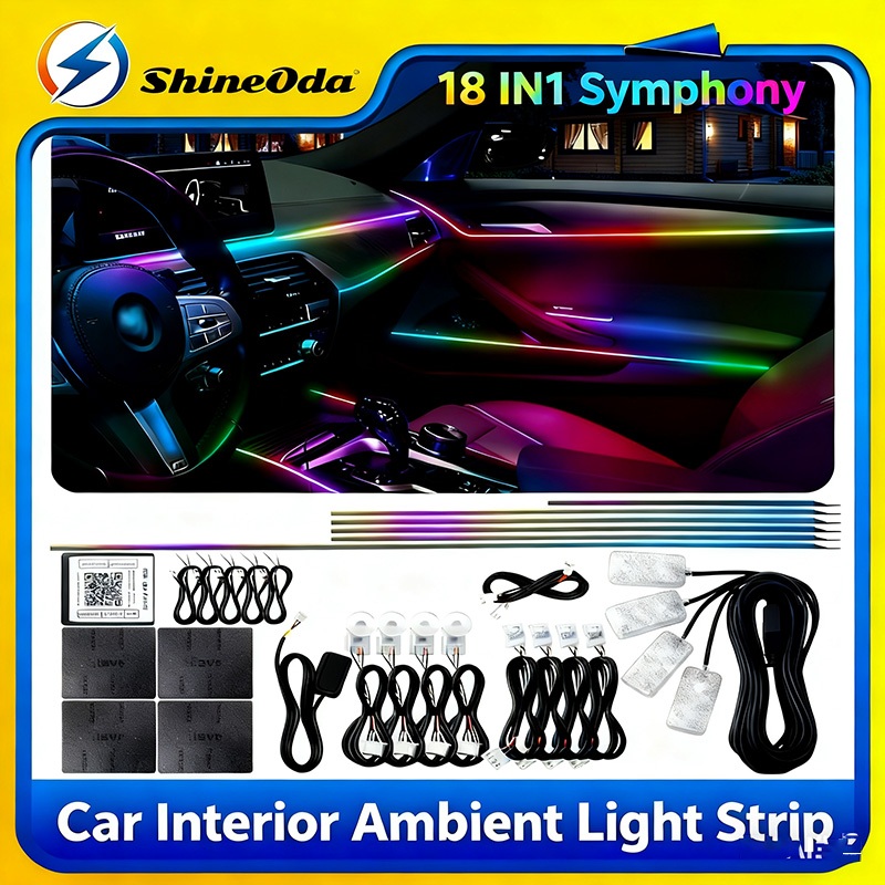 ภายในรถ Ambient Symphony Light Strip 18 In 1 ตกแต่งอะคริลิค LED โคมไฟ Streamer Lighting Kit--Create โรแมนติกบรรยากาศ