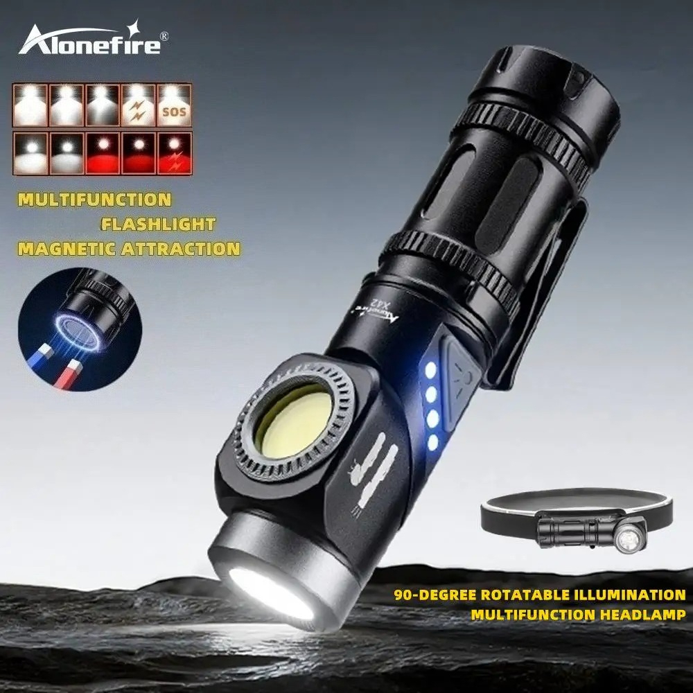 Alonefire X42 ไฟฉาย LED ปรับมุมได้ ใช้งานเป็นโคมไฟตั้งแคมป์และไฟฉุกเฉิน มีฐานแม่เหล็ก