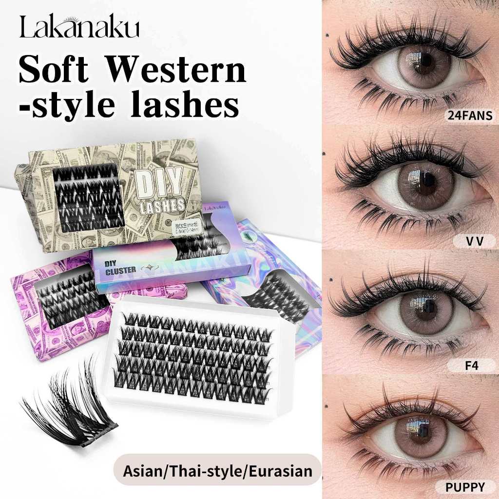 LIAKAKU Volume Cluster Lashes กล่องกระดาษที่เป็นมิตรกับสิ่งแวดล้อม Lashes Extensions DIY Eyelashes