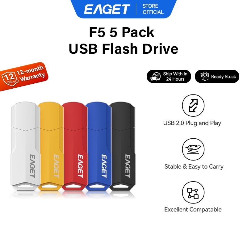 EAGET F5 5 แพ็คแฟลชไดรฟ์ USB (4GB/8GB/16GB/32GB/64GB)