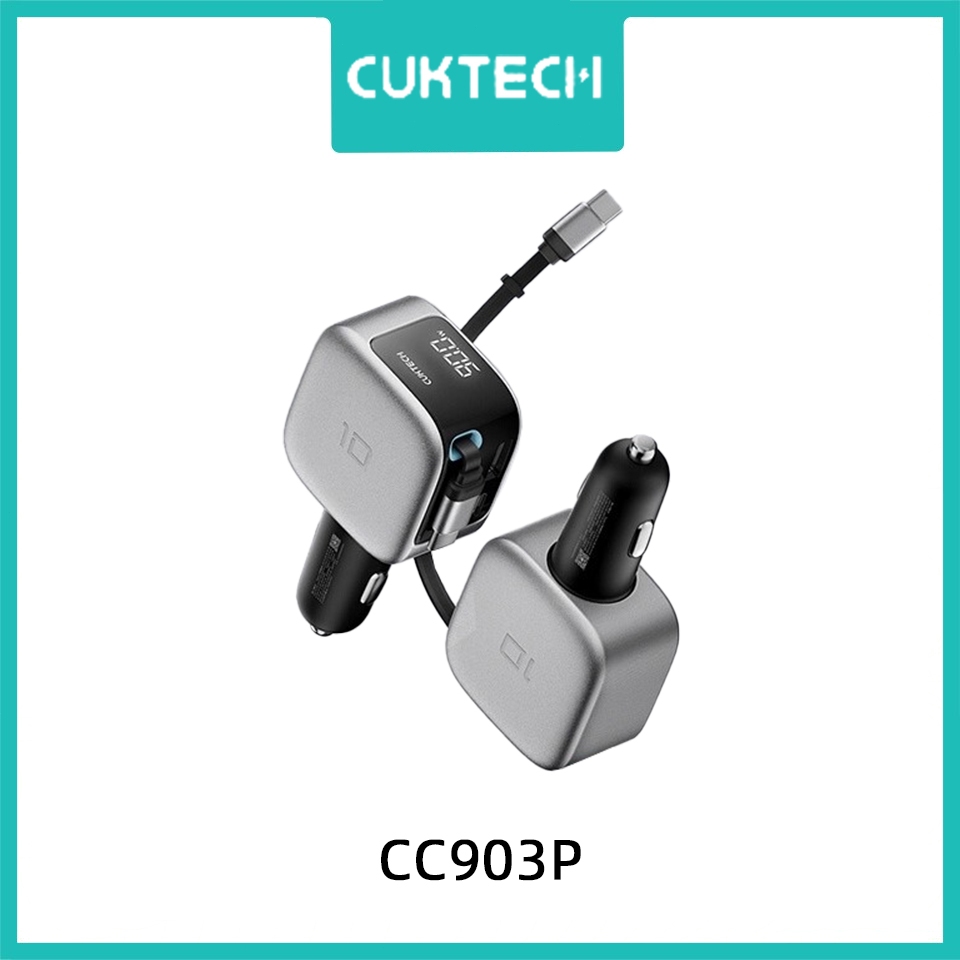 CUKTECH CC903P ที่ชาร์จแบตในรถพร้อมสายในตัว ที่ชาร์จในรถยนต์หลายพอร์ตกําลังสูง หัวชาร์จเร็ว PD
