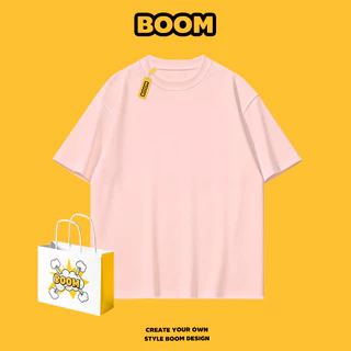 BOOM เสื้อยืดชายหญิงแขนสั้น ผ้า cotton 100% เสื้อยืดคอกลม ทรงหลวม นุ่มสบาย ระบายอากาศ คุณภาพดี ชุดทีม