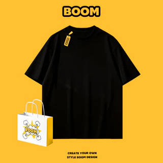 BOOM เสื้อยืดชายหญิงแขนสั้น ผ้า cotton 100% เสื้อยืดคอกลม ทรงหลวม นุ่มสบาย ระบายอากาศ คุณภาพดี ชุดทีม