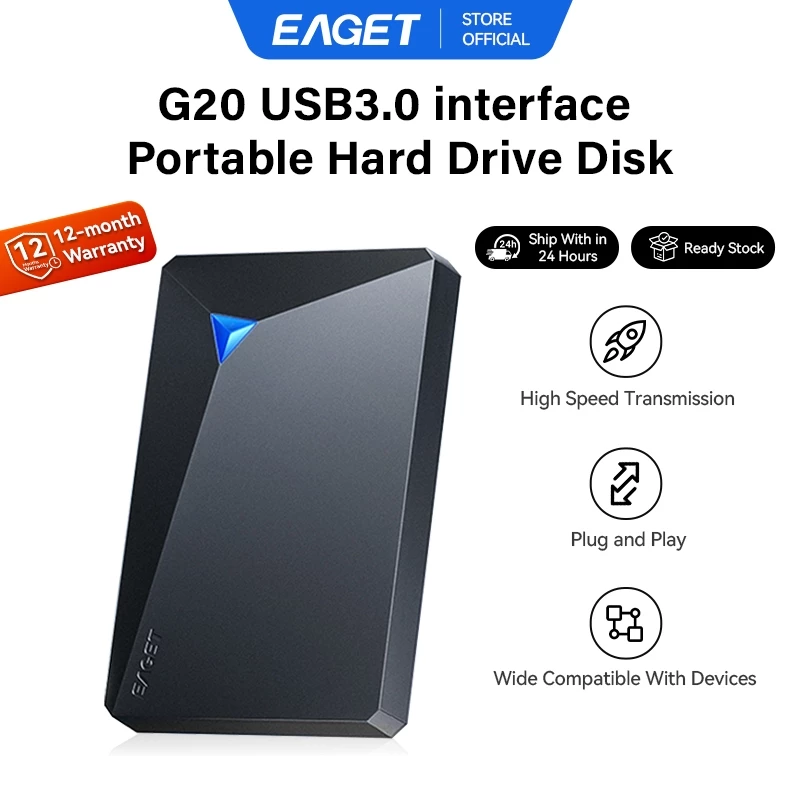 EAGET G20 5Gbps ฮาร์ดไดรฟ์ภายนอกแบบพกพาความเร็วสูงสําหรับพีซีเดสก์ท็อปและแล็ปท็อปและโทรศัพท์ (250GB/320GB/500GB/1TB)
