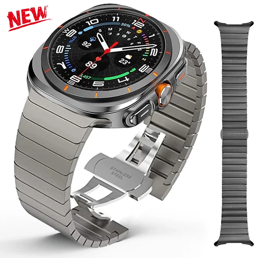 สายสแตนเลสหรูหราสําหรับ Samsung Galaxy Watch 8 สายคลาสสิก 46 มม.40 มม.44 มม.ผู้ชายเข็มขัดโลหะสําหรับ Samsung Watch Ultra 2025