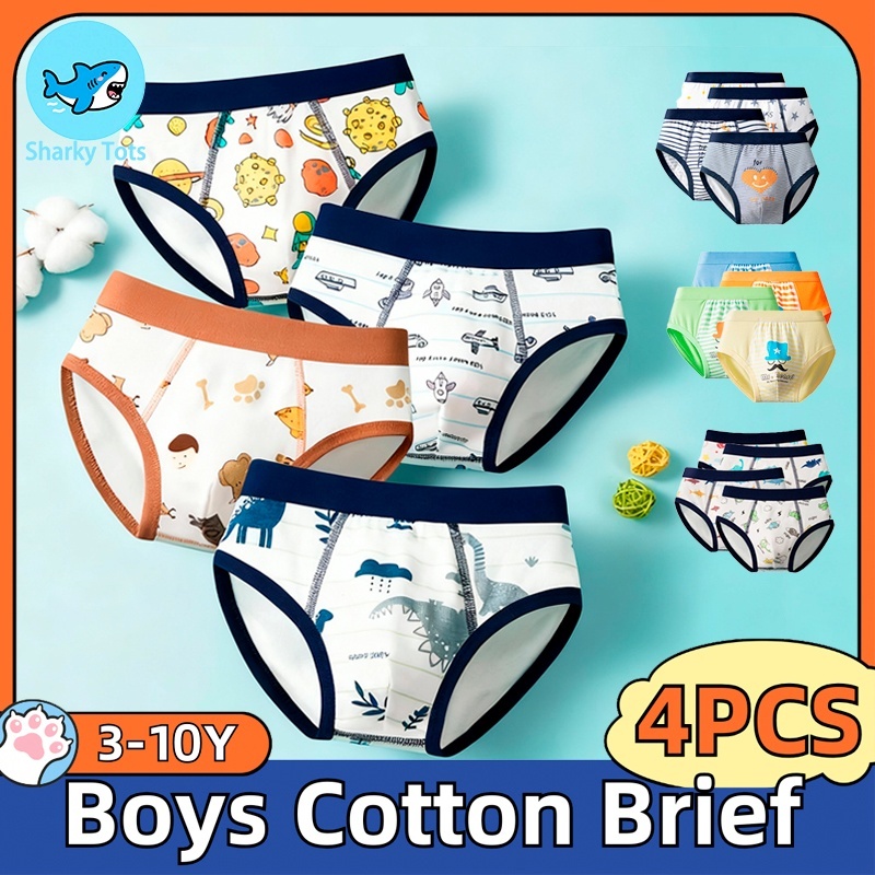 【BKK Delivery】กางเกงในเด็กชาย แพ็ค 4 ตัว ผ้าฝนต้านเชื้อแบคทีเรีย เป็นมิตรกับผิว อายุ 3-10 ปี ระบายอากาศดี