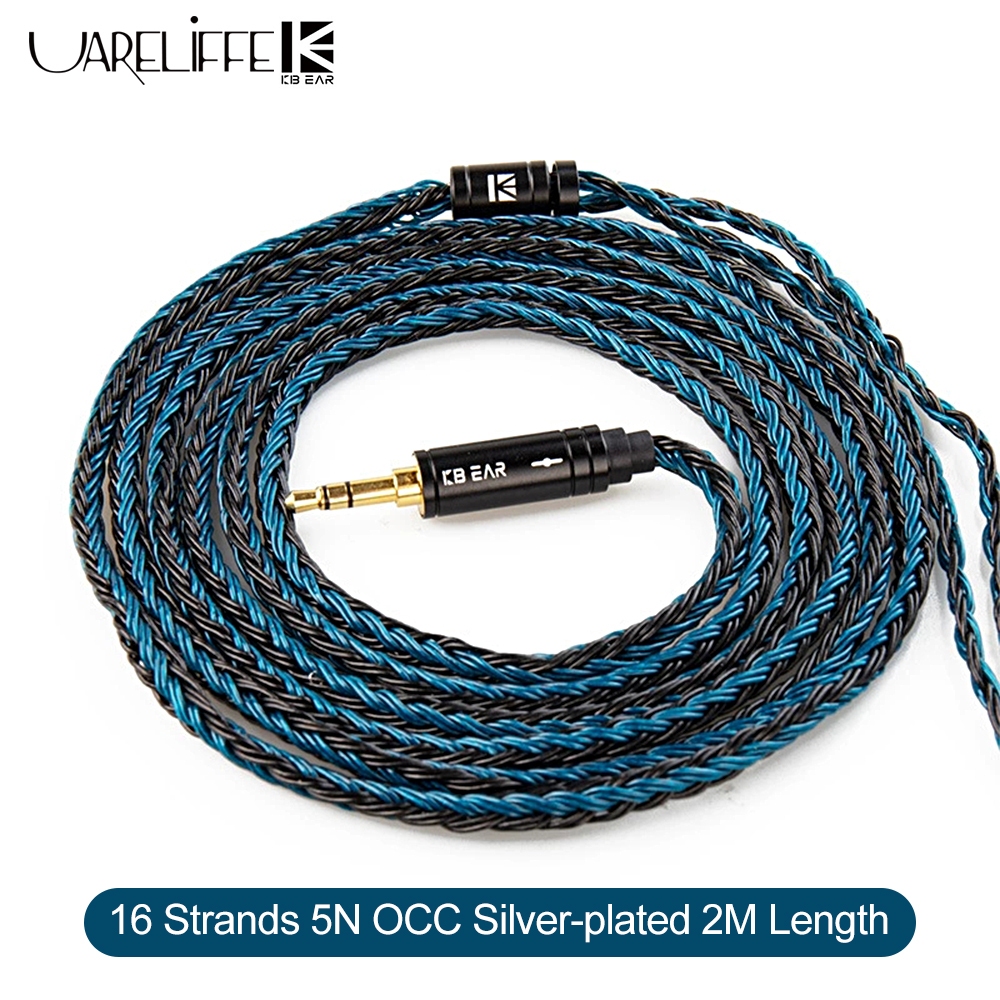 Uareliffe KBEAR ST-16 Plus ชุดหูฟังสาย 2 M ความยาวสายไฟ MMCX/0.78/QDC/TFZ Connector 5N OCC Silver-pl