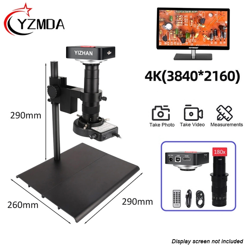 YIZHAN กล้องจุลทรรศน์ดิจิตอล Microscope 2160P 4K วิดีโอ HDMI USB180X เลนส์เครื่องมือวิเคราะห์การวัดอ