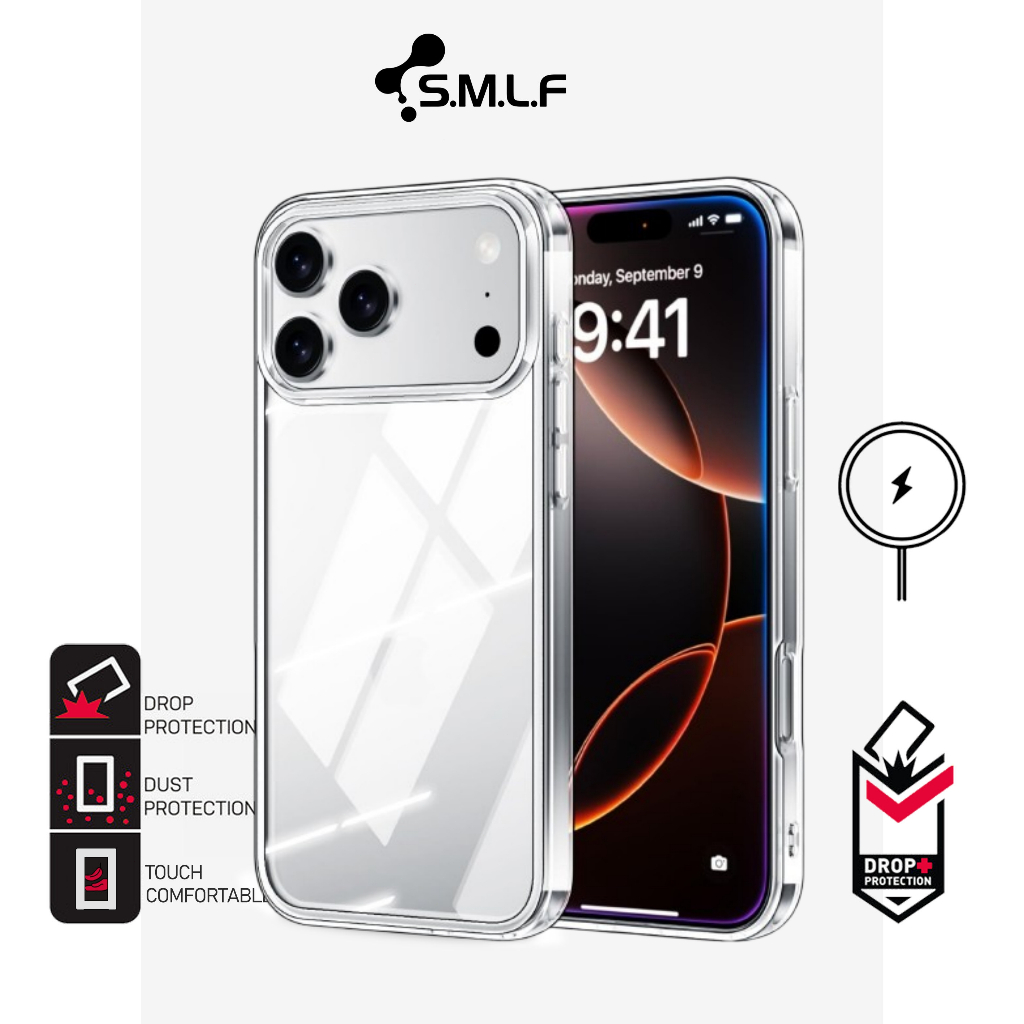 SMLF Clear Hard Soft Case สําหรับ iPhone 17 Pro Max 16 Pro Max 15 Pro Max 14 Pro Max 13 Pro Max 12 P