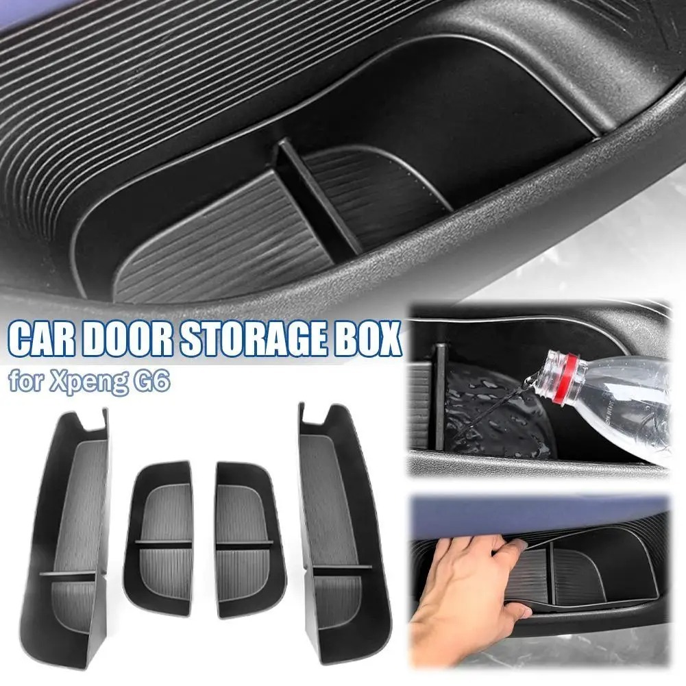 สําหรับ Xpeng G6 2023-2026 TPE ด้านหน้าด้านหลังประตู Handle Organizer Tidying อุปกรณ์ตกแต่งรถยนต์ตกแต่งภายในประตูด้านข้างกล่องเก็บ