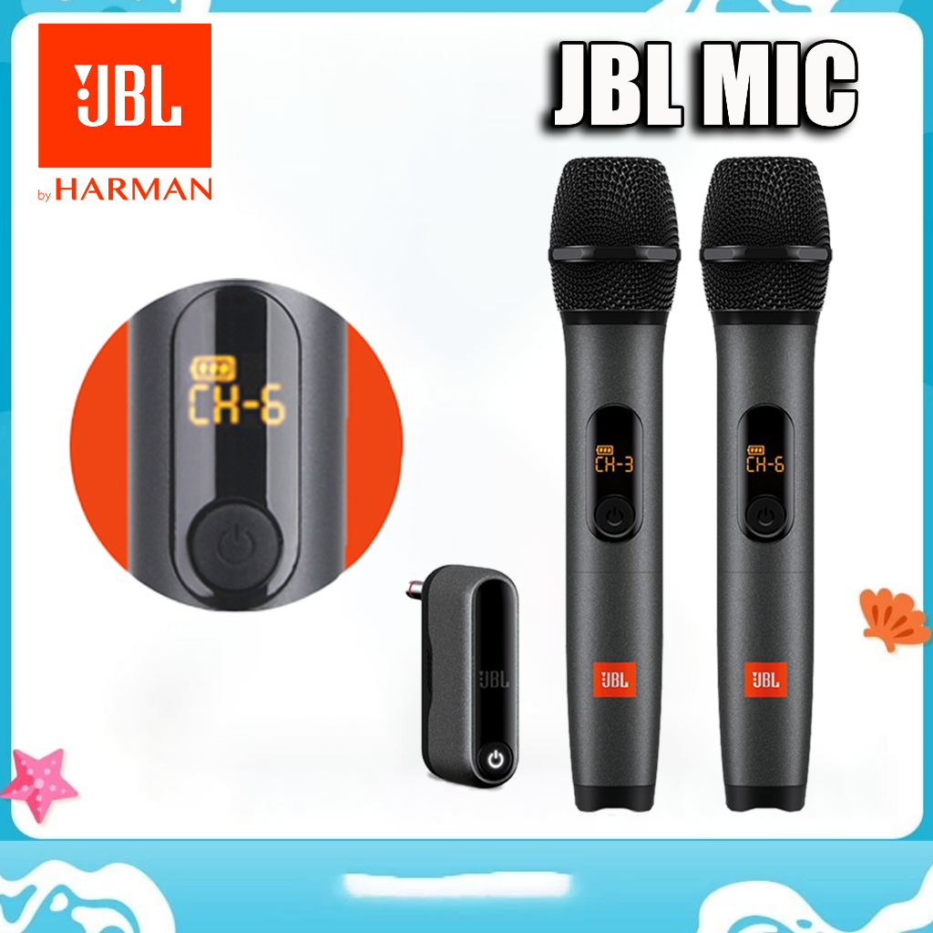 ไมโครโฟนไร้สาย JBL High-Quality Dual-Channel Professional Performance Microphone สีดํา