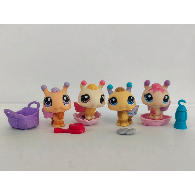 4 ชิ้น/ล็อต LPS ของเล่น Yellow Bee W/6 ชิ้นอุปกรณ์เสริม Littlest Pet Shop #001